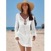 imageANRABESS Swimsuit Cover Up for Women Crochet Bathing Suit 2026 Summer Swimwear V Neck Mesh Knit Dress Beach Vacation ClothesOffwhite