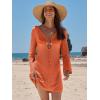 imageANRABESS Swimsuit Cover Up for Women Crochet Bathing Suit 2026 Summer Swimwear V Neck Mesh Knit Dress Beach Vacation ClothesOrange