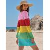 imageANRABESS Swimsuit Cover Up for Women Crochet Bathing Suit 2026 Summer Swimwear V Neck Mesh Knit Dress Beach Vacation ClothesRainbow Stripe