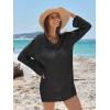 imageANRABESS Swimsuit Cover Up for Women Crochet Bathing Suit Summer Swimwear V Neck Mesh Knit Dress 2026 Beach Vacation ClothesBlack