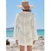 imageANRABESS Swimsuit Cover Up for Women Crochet Bathing Suit Summer Swimwear V Neck Mesh Knit Dress 2026 Beach Vacation ClothesCream White