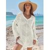 imageANRABESS Swimsuit Cover Up for Women Crochet Bathing Suit Summer Swimwear V Neck Mesh Knit Dress 2026 Beach Vacation ClothesCream White