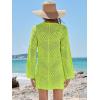 imageANRABESS Swimsuit Cover Up for Women Crochet Bathing Suit Summer Swimwear V Neck Mesh Knit Dress 2026 Beach Vacation ClothesGreenyellow