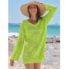 imageANRABESS Swimsuit Cover Up for Women Crochet Bathing Suit Summer Swimwear V Neck Mesh Knit Dress 2026 Beach Vacation ClothesGreenyellow