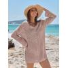 imageANRABESS Swimsuit Cover Up for Women Crochet Bathing Suit Summer Swimwear V Neck Mesh Knit Dress 2026 Beach Vacation ClothesPink