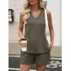 imageANRABESS Two Piece Sets for Women 2026 Summer Outfits Short Matching Lounge Set Casual V Neck Beach Vacation Travel ClothesArmy Green