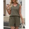 imageANRABESS Two Piece Sets for Women 2026 Summer Outfits Short Matching Lounge Set Casual V Neck Beach Vacation Travel ClothesArmy Green