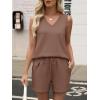 imageANRABESS Two Piece Sets for Women 2026 Summer Outfits Short Matching Lounge Set Casual V Neck Beach Vacation Travel ClothesBrown