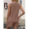 imageANRABESS Two Piece Sets for Women 2026 Summer Outfits Short Matching Lounge Set Casual V Neck Beach Vacation Travel ClothesBrown
