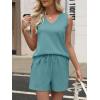 imageANRABESS Two Piece Sets for Women 2026 Summer Outfits Short Matching Lounge Set Casual V Neck Beach Vacation Travel ClothesDusty Green