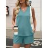 imageANRABESS Two Piece Sets for Women 2026 Summer Outfits Short Matching Lounge Set Casual V Neck Beach Vacation Travel ClothesDusty Green