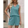 imageANRABESS Two Piece Sets for Women 2026 Summer Outfits Short Matching Lounge Set Casual V Neck Beach Vacation Travel ClothesDusty Green