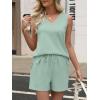 imageANRABESS Two Piece Sets for Women 2026 Summer Outfits Short Matching Lounge Set Casual V Neck Beach Vacation Travel ClothesGreen
