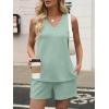 imageANRABESS Two Piece Sets for Women 2026 Summer Outfits Short Matching Lounge Set Casual V Neck Beach Vacation Travel ClothesGreen