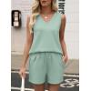imageANRABESS Two Piece Sets for Women 2026 Summer Outfits Short Matching Lounge Set Casual V Neck Beach Vacation Travel ClothesGreen
