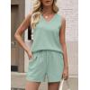 imageANRABESS Two Piece Sets for Women 2026 Summer Outfits Short Matching Lounge Set Casual V Neck Beach Vacation Travel ClothesGreen