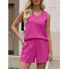 imageANRABESS Two Piece Sets for Women 2026 Summer Outfits Short Matching Lounge Set Casual V Neck Beach Vacation Travel ClothesHot Pink