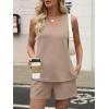 imageANRABESS Two Piece Sets for Women 2026 Summer Outfits Short Matching Lounge Set Casual V Neck Beach Vacation Travel ClothesLight Brown