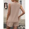 imageANRABESS Two Piece Sets for Women 2026 Summer Outfits Short Matching Lounge Set Casual V Neck Beach Vacation Travel ClothesLight Brown