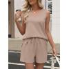imageANRABESS Two Piece Sets for Women 2026 Summer Outfits Short Matching Lounge Set Casual V Neck Beach Vacation Travel ClothesLight Brown