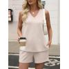 imageANRABESS Two Piece Sets for Women 2026 Summer Outfits Short Matching Lounge Set Casual V Neck Beach Vacation Travel ClothesLight Taupe