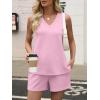 imageANRABESS Two Piece Sets for Women 2026 Summer Outfits Short Matching Lounge Set Casual V Neck Beach Vacation Travel ClothesPink