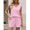 imageANRABESS Two Piece Sets for Women 2026 Summer Outfits Short Matching Lounge Set Casual V Neck Beach Vacation Travel ClothesPink