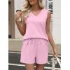 imageANRABESS Two Piece Sets for Women 2026 Summer Outfits Short Matching Lounge Set Casual V Neck Beach Vacation Travel ClothesPink