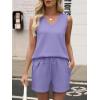 imageANRABESS Two Piece Sets for Women 2026 Summer Outfits Short Matching Lounge Set Casual V Neck Beach Vacation Travel ClothesPurple