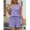 imageANRABESS Two Piece Sets for Women 2026 Summer Outfits Short Matching Lounge Set Casual V Neck Beach Vacation Travel ClothesPurple