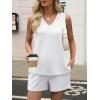 imageANRABESS Two Piece Sets for Women 2026 Summer Outfits Short Matching Lounge Set Casual V Neck Beach Vacation Travel ClothesWhite