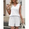 imageANRABESS Two Piece Sets for Women 2026 Summer Outfits Short Matching Lounge Set Casual V Neck Beach Vacation Travel ClothesWhite