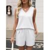 imageANRABESS Two Piece Sets for Women 2026 Summer Outfits Short Matching Lounge Set Casual V Neck Beach Vacation Travel ClothesWhite