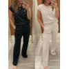 imageANRABESS Two Piece Sets for Women 2026 Summer Travel Vacation Outfits Sleeveless Lounge Set Matching Wide Leg Pants SweatsuitApricot