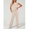 imageANRABESS Two Piece Sets for Women 2026 Summer Travel Vacation Outfits Sleeveless Lounge Set Matching Wide Leg Pants SweatsuitApricot