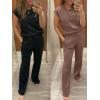 imageANRABESS Two Piece Sets for Women 2026 Summer Travel Vacation Outfits Sleeveless Lounge Set Matching Wide Leg Pants SweatsuitBrown