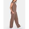 imageANRABESS Two Piece Sets for Women 2026 Summer Travel Vacation Outfits Sleeveless Lounge Set Matching Wide Leg Pants SweatsuitBrown