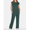 imageANRABESS Two Piece Sets for Women 2026 Summer Travel Vacation Outfits Sleeveless Lounge Set Matching Wide Leg Pants SweatsuitDeep Green