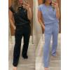 imageANRABESS Two Piece Sets for Women 2026 Summer Travel Vacation Outfits Sleeveless Lounge Set Matching Wide Leg Pants SweatsuitGray Blue