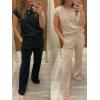 imageANRABESS Two Piece Sets for Women 2026 Summer Travel Vacation Outfits Sleeveless Lounge Set Matching Wide Leg Pants SweatsuitKhaki