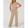 imageANRABESS Two Piece Sets for Women 2026 Summer Travel Vacation Outfits Sleeveless Lounge Set Matching Wide Leg Pants SweatsuitKhaki