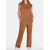 imageANRABESS Two Piece Sets for Women 2026 Summer Travel Vacation Outfits Sleeveless Lounge Set Matching Wide Leg Pants SweatsuitRust