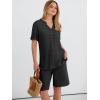 imageANRABESS Women 2 Piece Linen Lounge Sets Summer Casual Henley Shirts Short Pajama Set Beach Vacation Clothes Airport OutfitsBlack