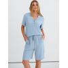 imageANRABESS Women 2 Piece Linen Lounge Sets Summer Casual Henley Shirts Short Pajama Set Beach Vacation Clothes Airport OutfitsBlue