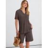 imageANRABESS Women 2 Piece Linen Lounge Sets Summer Casual Henley Shirts Short Pajama Set Beach Vacation Clothes Airport OutfitsBrown