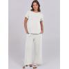 imageANRABESS Women 2 Piece Lounge Sets Summer Travel Sweat Outfits Short Sleeve Wide Leg Casual Matching Tracksuits ClothesWhite