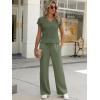 imageANRABESS Women 2 Piece Outfits Summer Lounge Sets Crochet Knit Sweater Vest Wide Leg Pants Casual Beach Vacation ClothesArmy Green