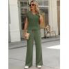 imageANRABESS Women 2 Piece Outfits Summer Lounge Sets Crochet Knit Sweater Vest Wide Leg Pants Casual Beach Vacation ClothesArmy Green