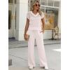 imageANRABESS Women 2 Piece Outfits Summer Lounge Sets Crochet Knit Sweater Vest Wide Leg Pants Casual Beach Vacation ClothesBeige