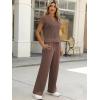 imageANRABESS Women 2 Piece Outfits Summer Lounge Sets Crochet Knit Sweater Vest Wide Leg Pants Casual Beach Vacation ClothesBrown